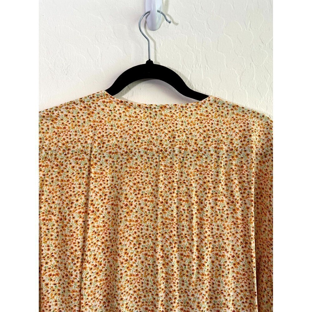 Old Navy Open Front Floral Blouse‎ Top Women's Size XXL Orange Tie-Waist - Picture 13 of 16